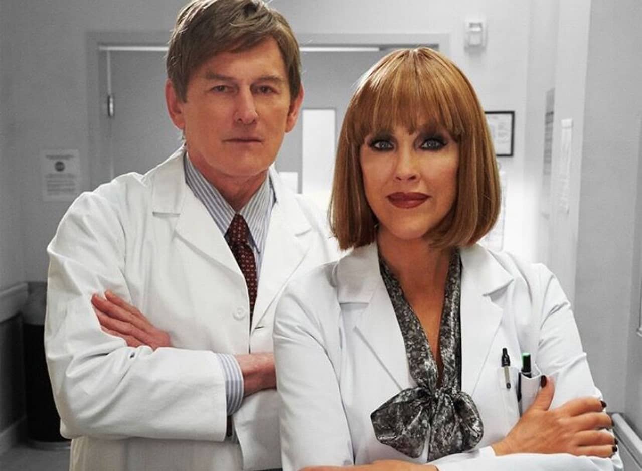 Vivien Blake and Trystan in doctor’s coats