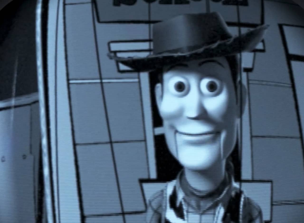 Sheriff Woody in black and white