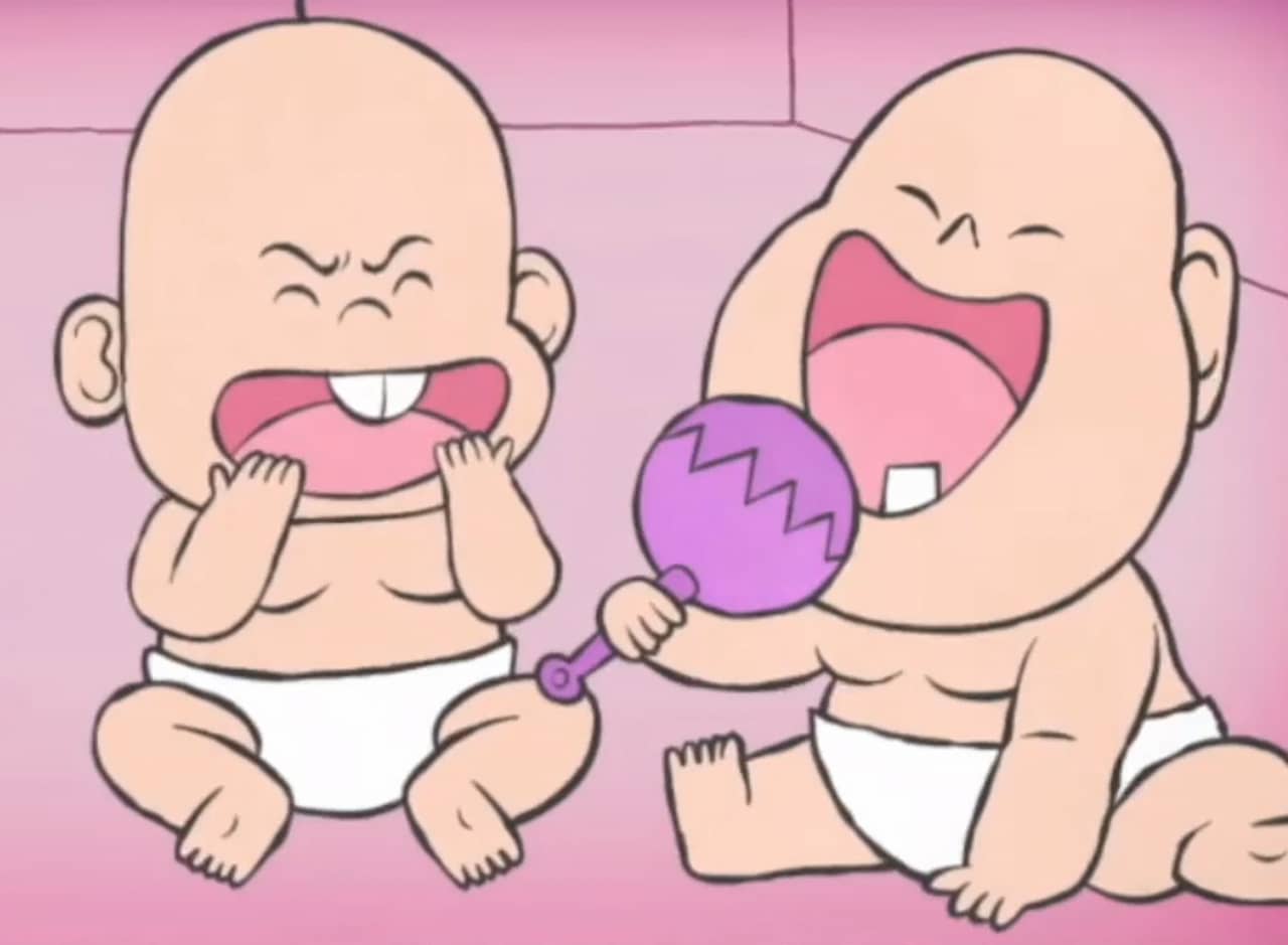 two giggling babies