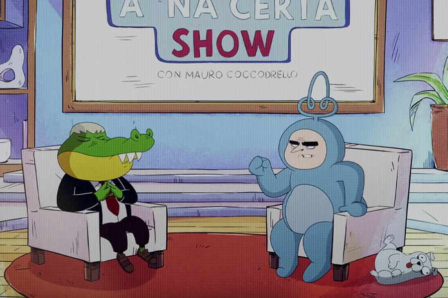 Coccodrello speaking with a guest