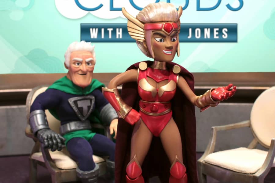 Portia wearing a superhero getup