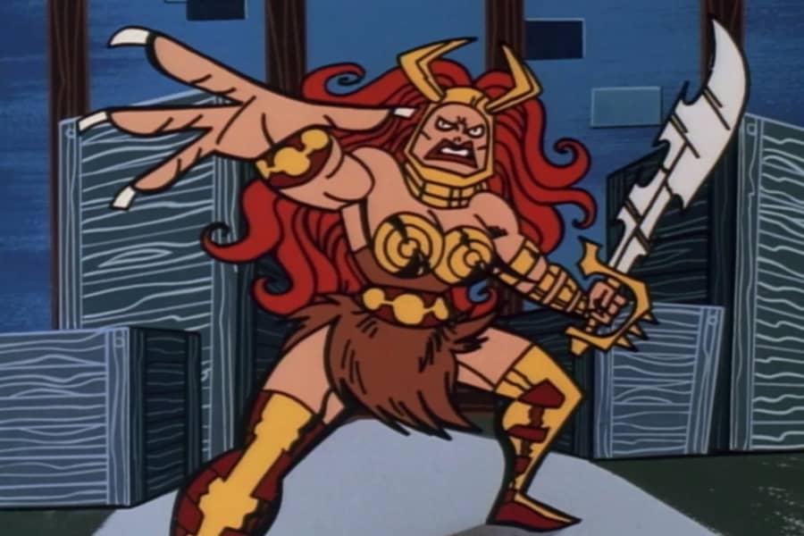 a warrior style villain named Bertha the Barbarian