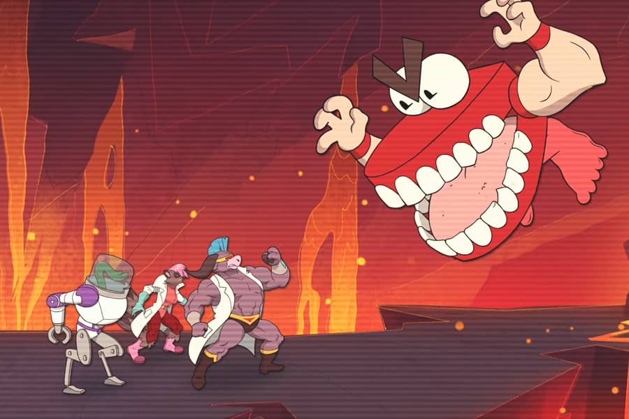 the Advancimals facing off with a giant pair of chatter teeth