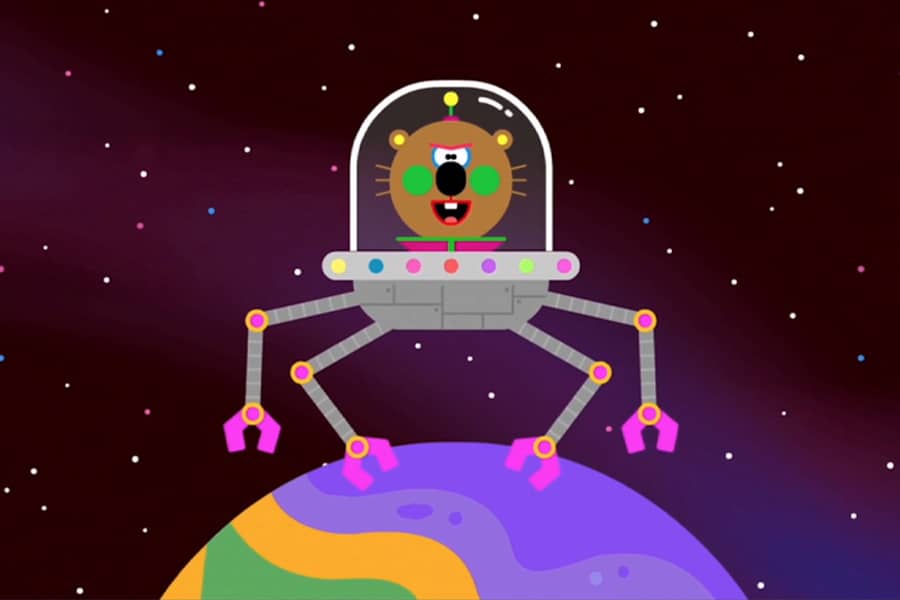 Evil Genius in a robot ship above the Earth