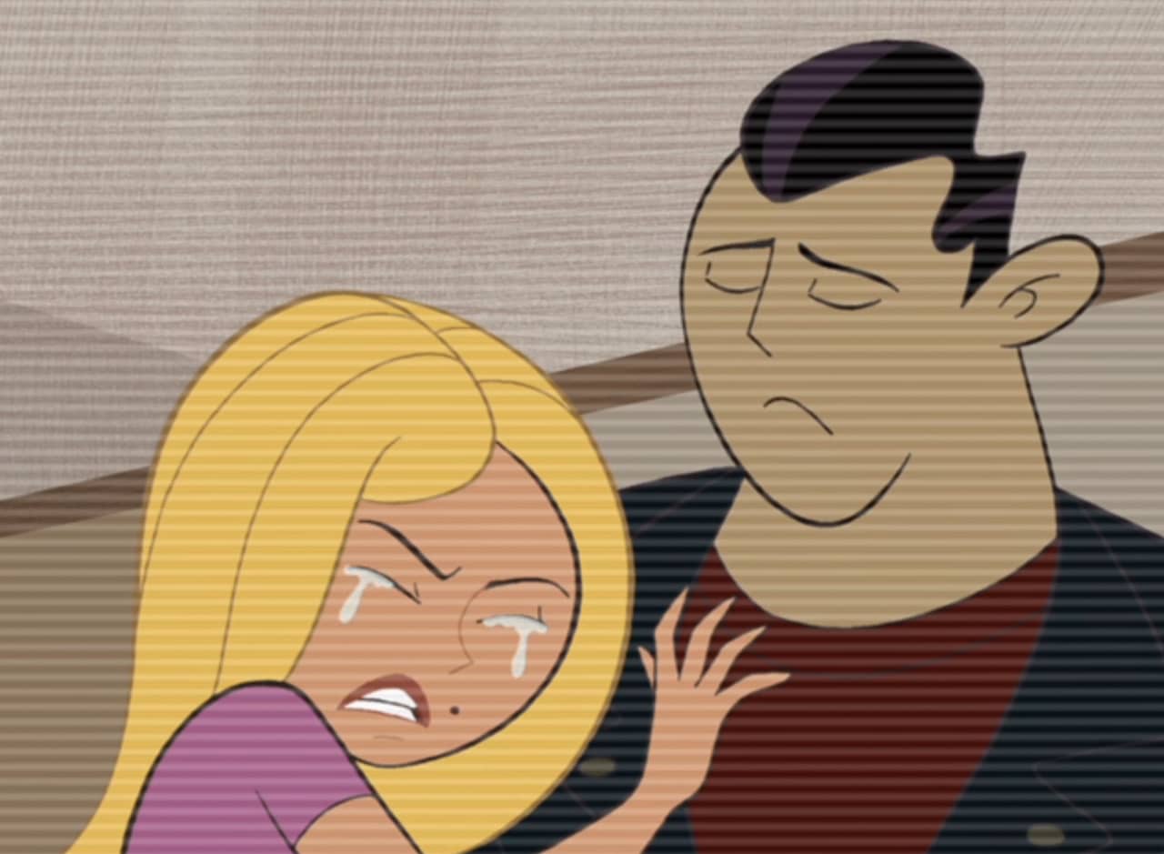 Charity, a blonde teen, crying with Danny, the bad boy jerk