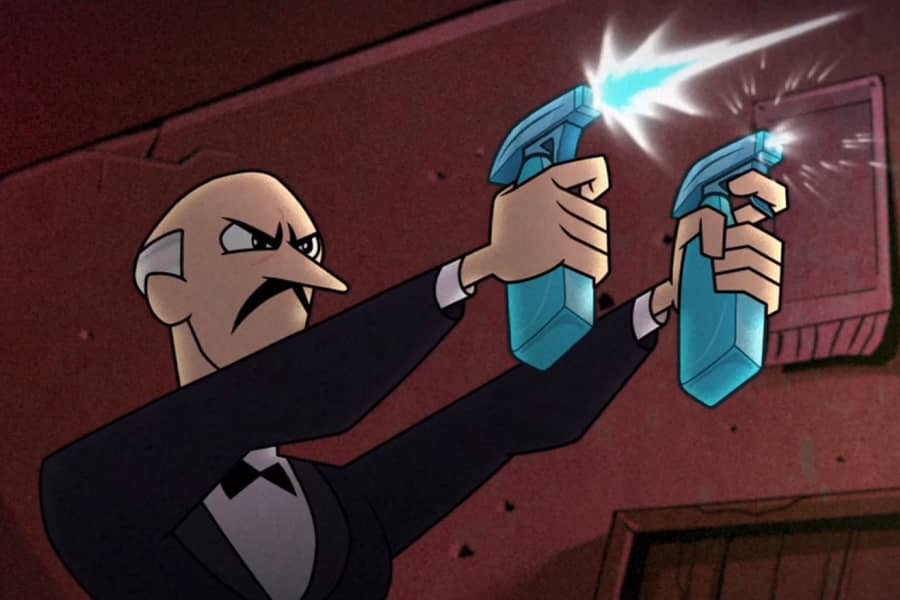 Alfred shooting window cleaner like guns