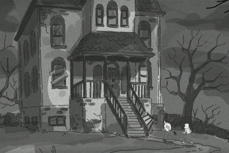 creepy, boarded up house