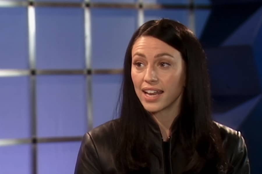 Officer Aeryn Sun giving an interview