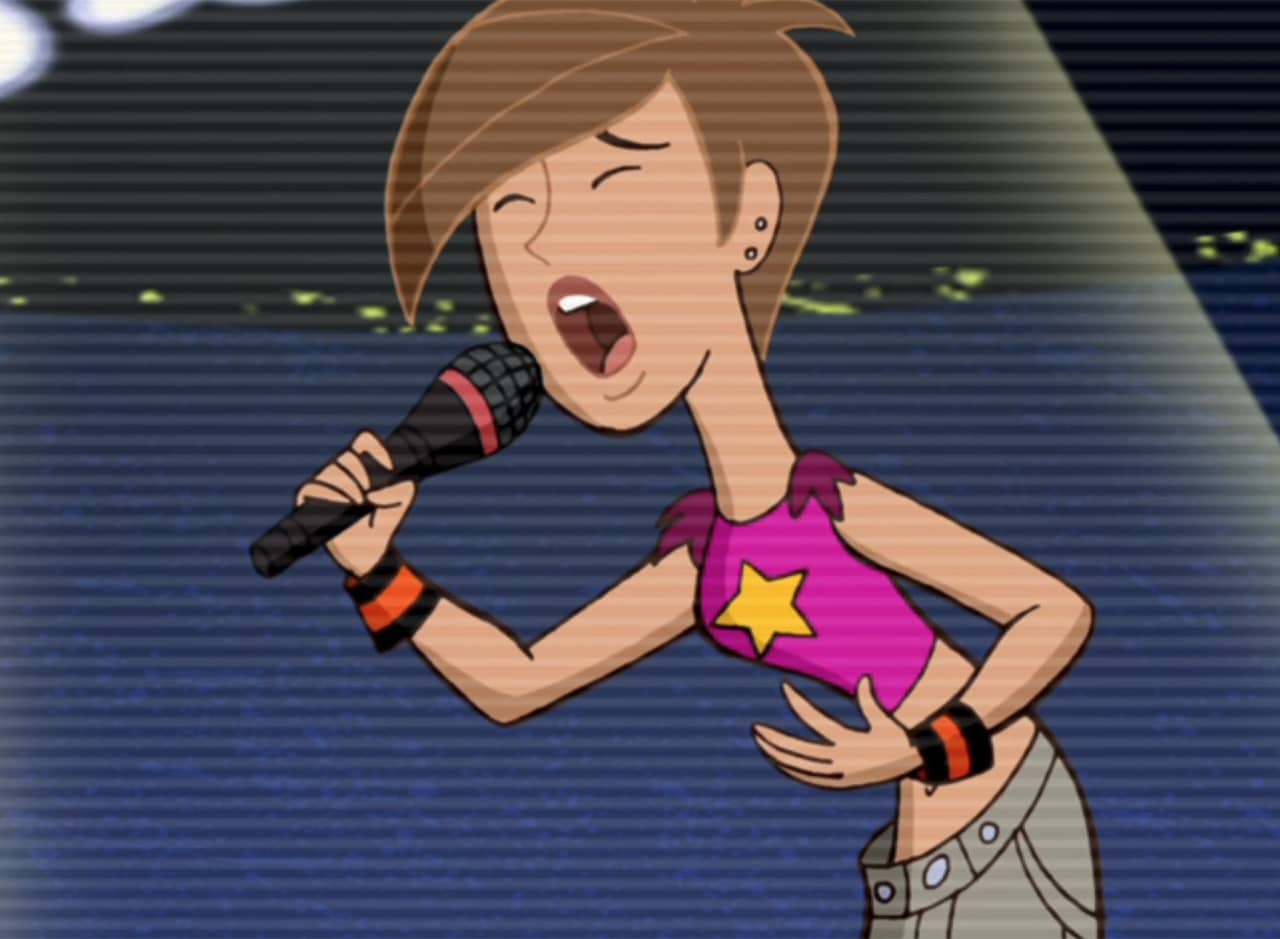 woman contestant singing into a microphone