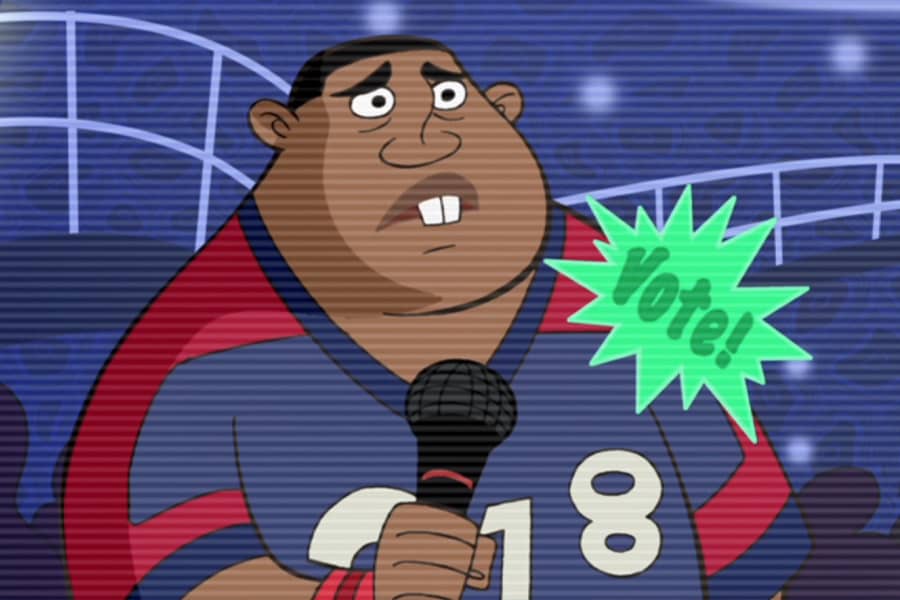 Black man contestant looking sad