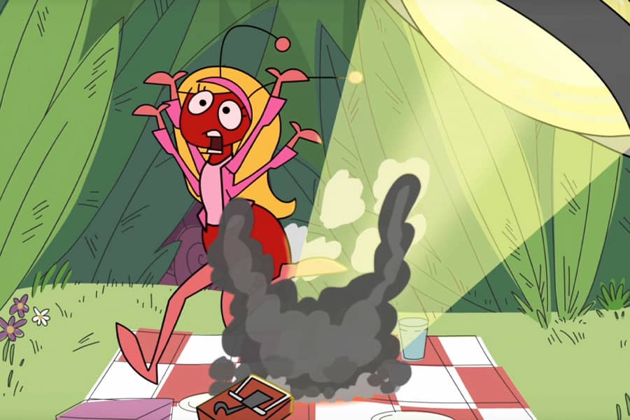 Pimento smoking and screaming under the glare of a magnifying glass