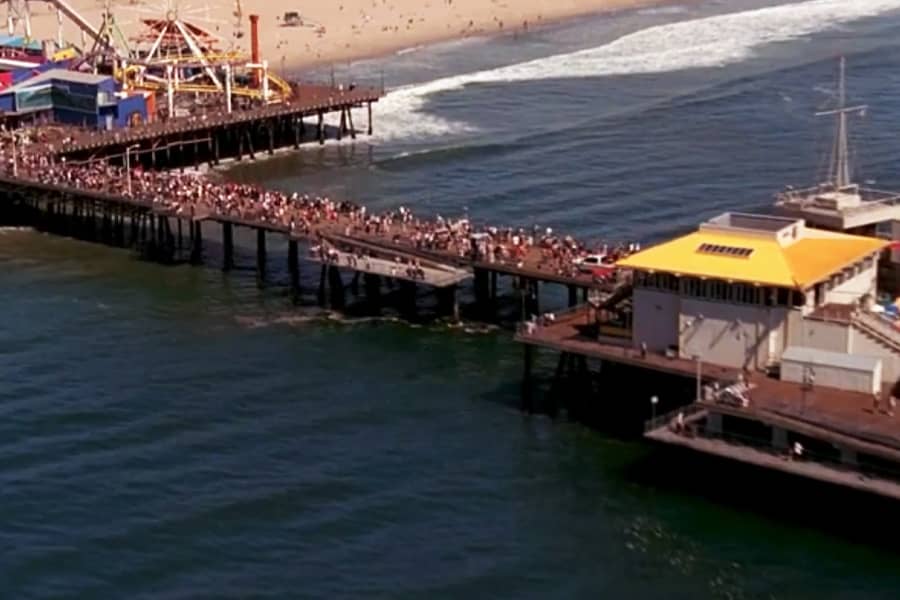 a crowded pier