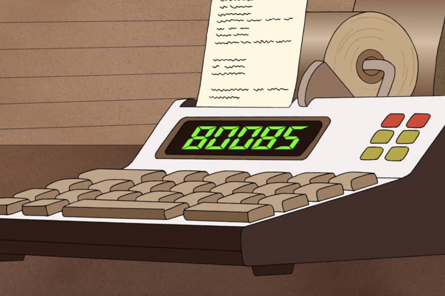 financial calculator that spells “BOOBS” with numbers