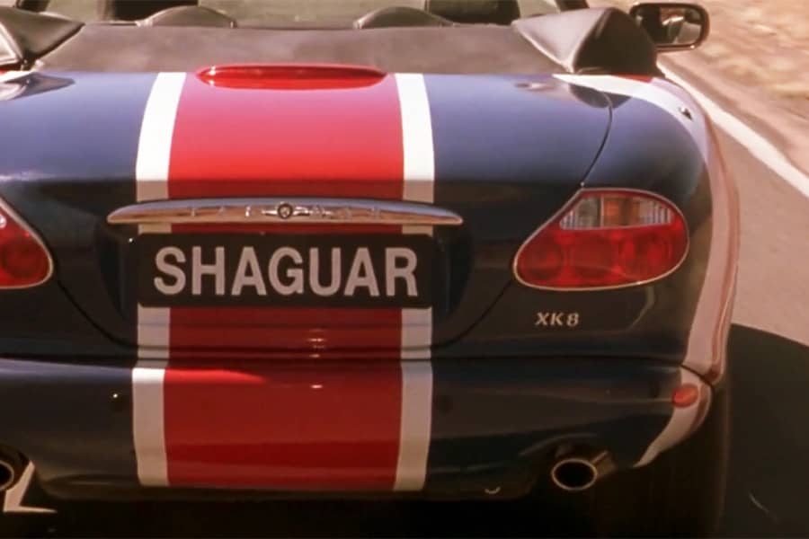 Austin’s British flag car with “Shaguar” license plate