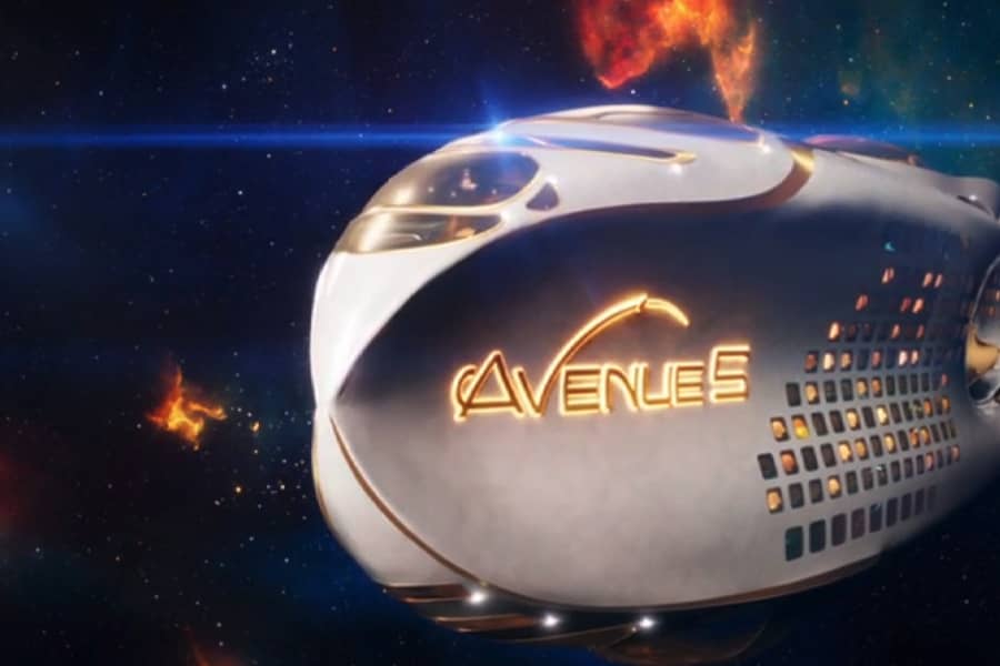 the Avenue 5 ship in space