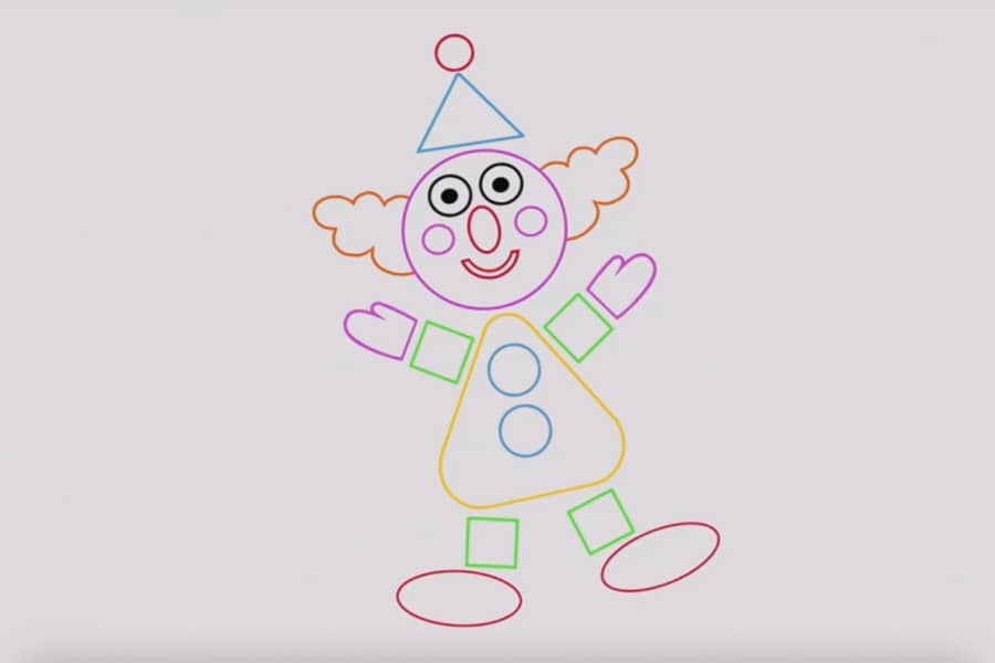 line drawing of a clown