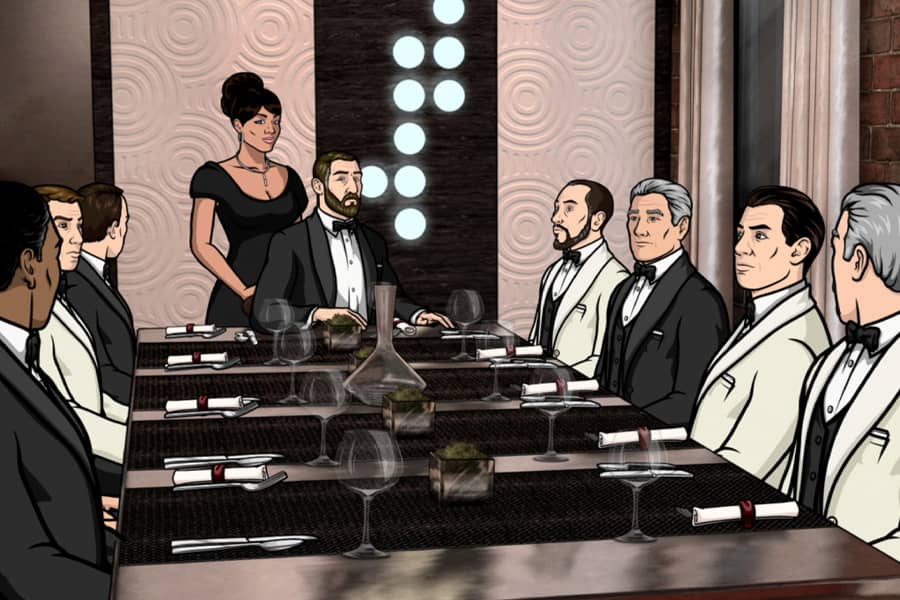 gentlemen sitting in the dining room