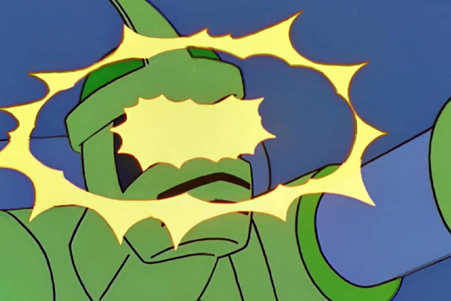 robot eyes flashing