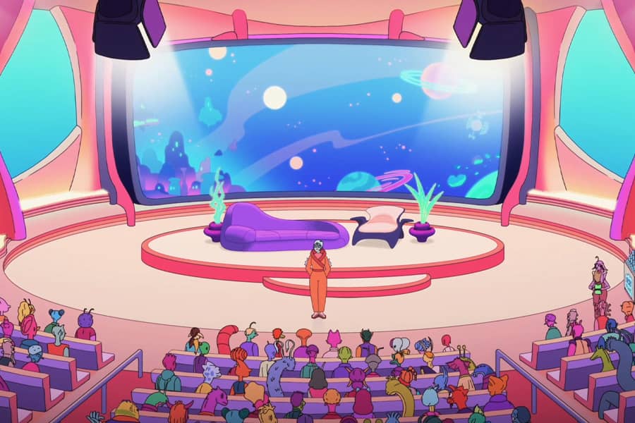 wide shot of the set