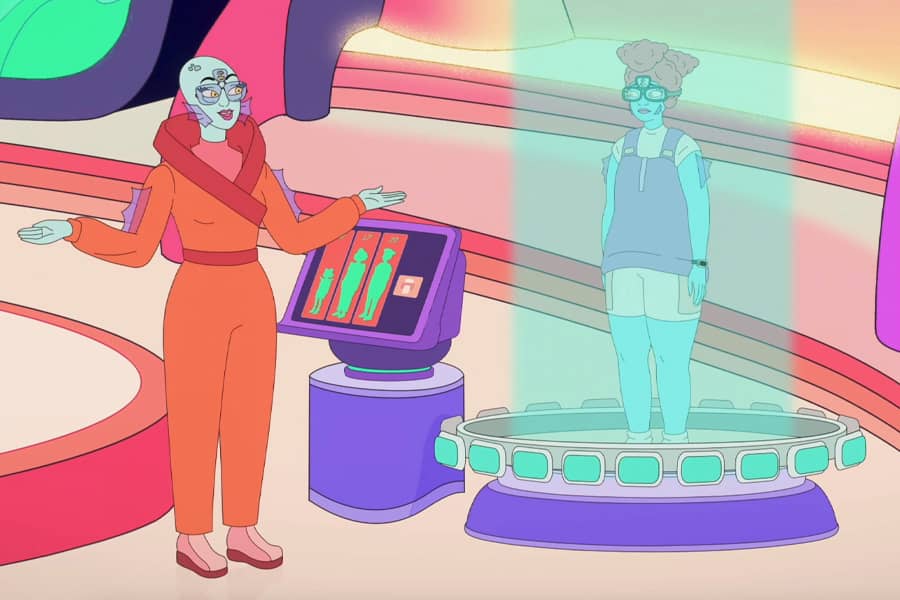 Dr. K and a scanning machine with her daughter inside