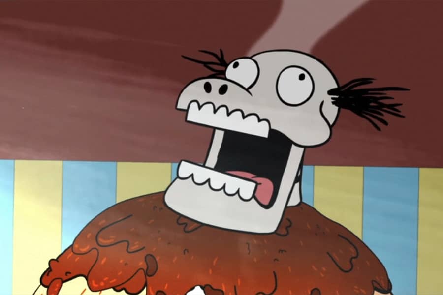 bald oaf’s skull steaming after being covered in hot chili
