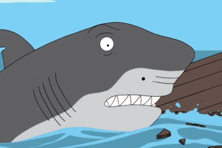 shark cringing with wide eyes