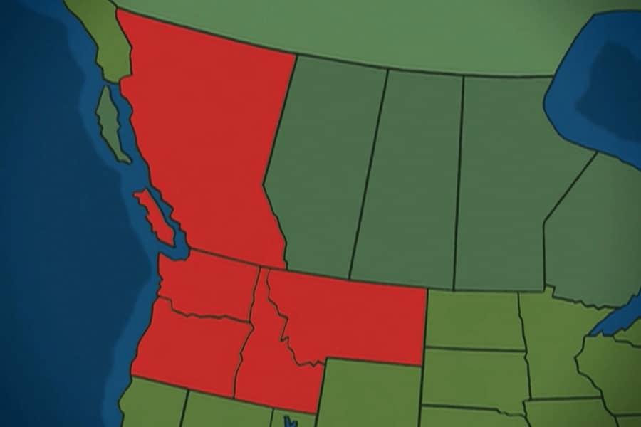 Pacific Northwest on a map