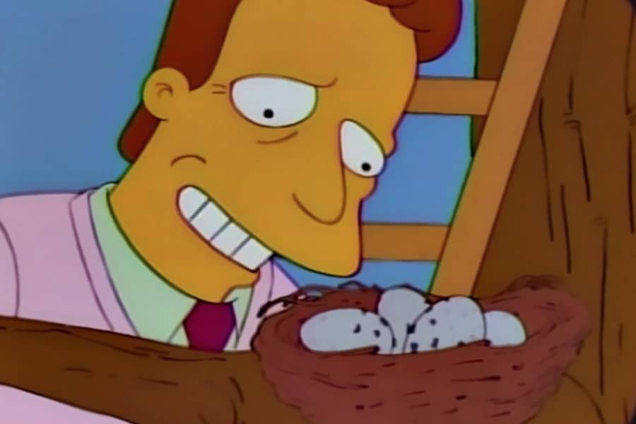Troy looking at the nest of eggs