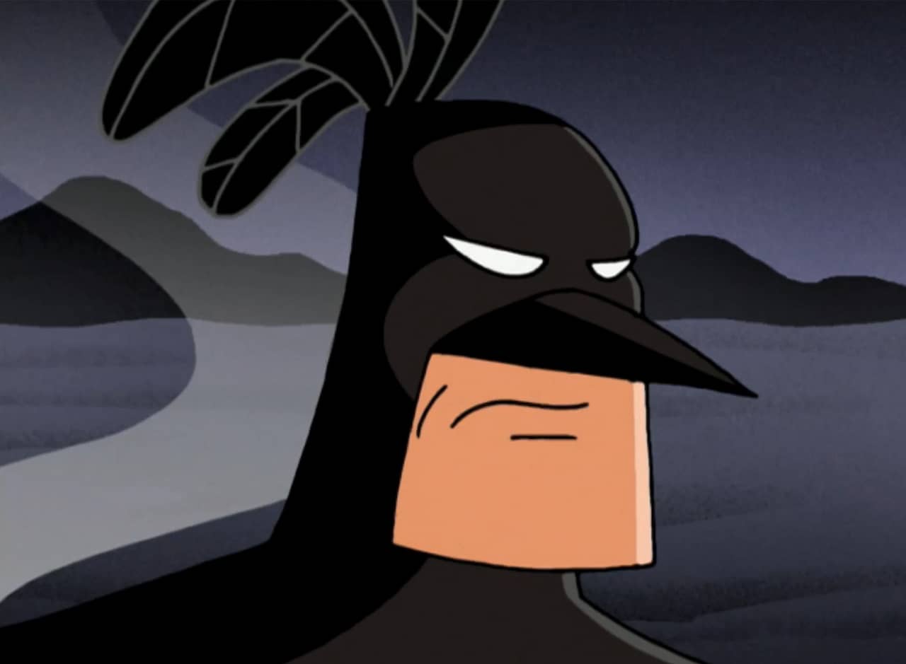 Blackbird, a masked superhero with feathers coming out of his mask