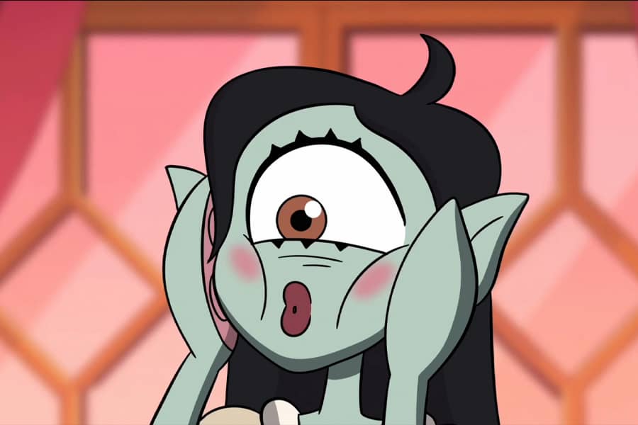 Arabella in shock, with her tentacles on her cheeks