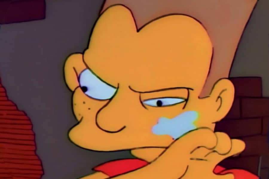 Bart wiping spit off his cheek