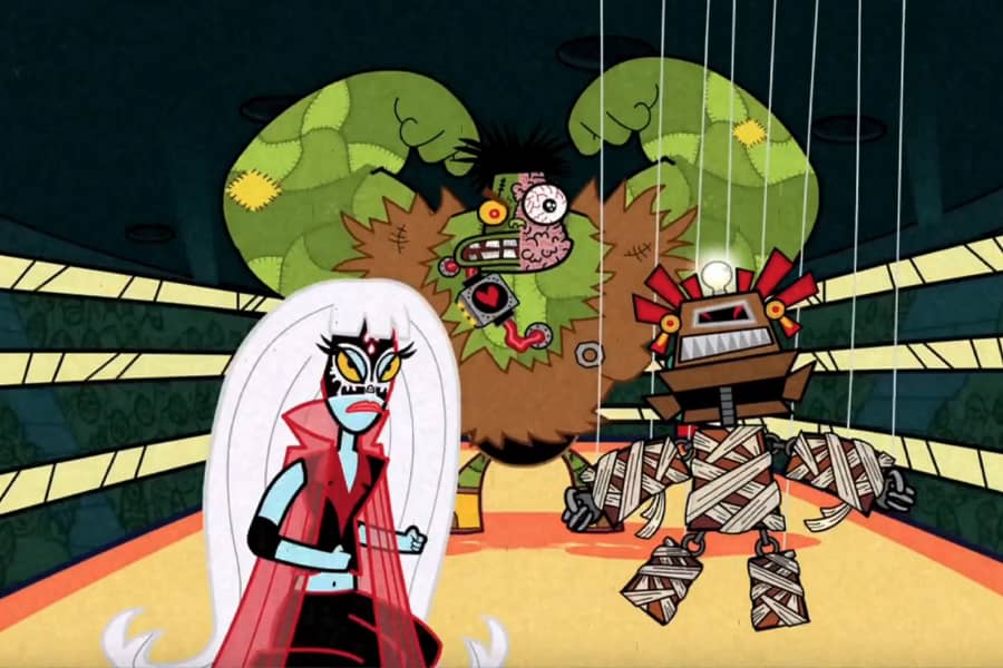 the monsters El Frankie Estein, the Crying Woman’s Ghost, and the Robot Aztec Mummy