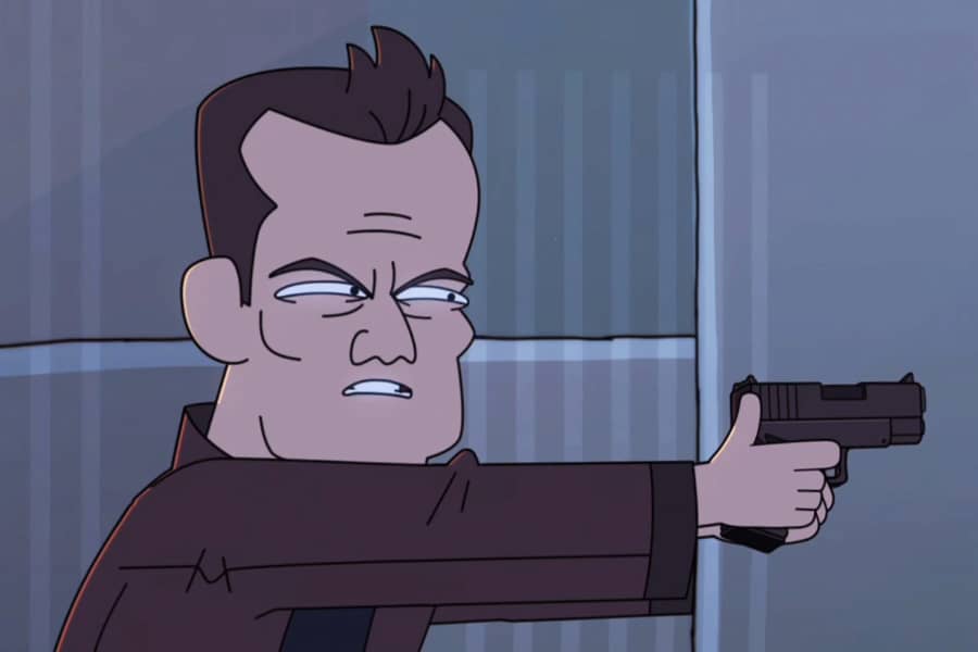 left Jason Bourne pointing his gun