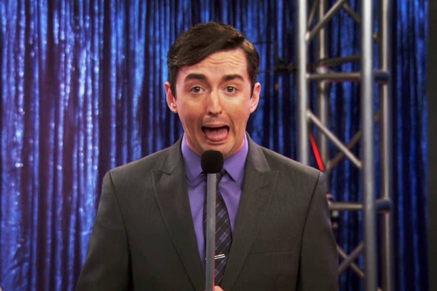 host making an “ew, gross” face