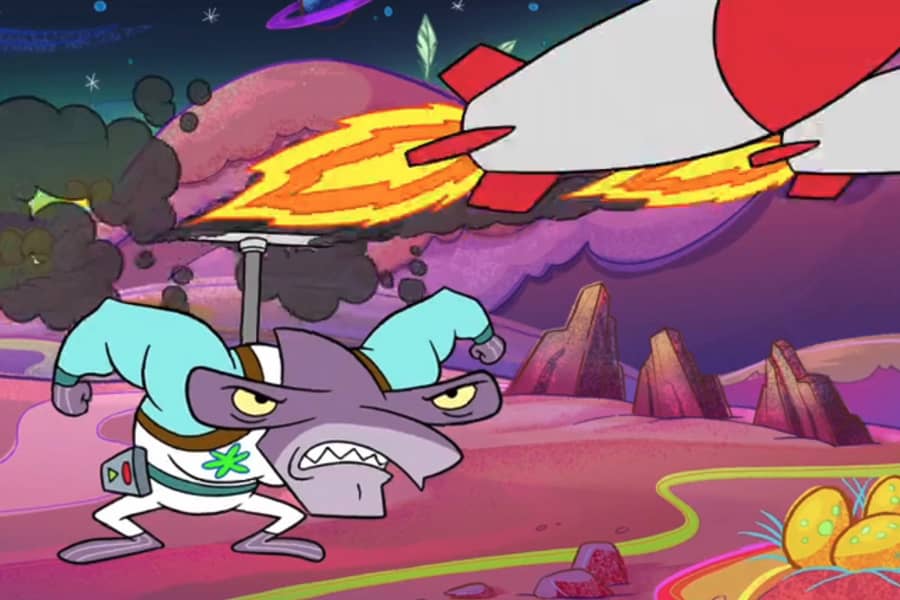 Captain Quasar firing two missiles