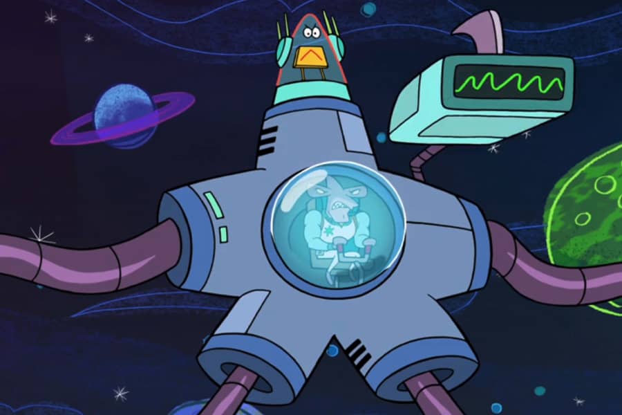 Mecha Pattern Alpha, with Pat-Tron at the top and Captain Quasar in the chest