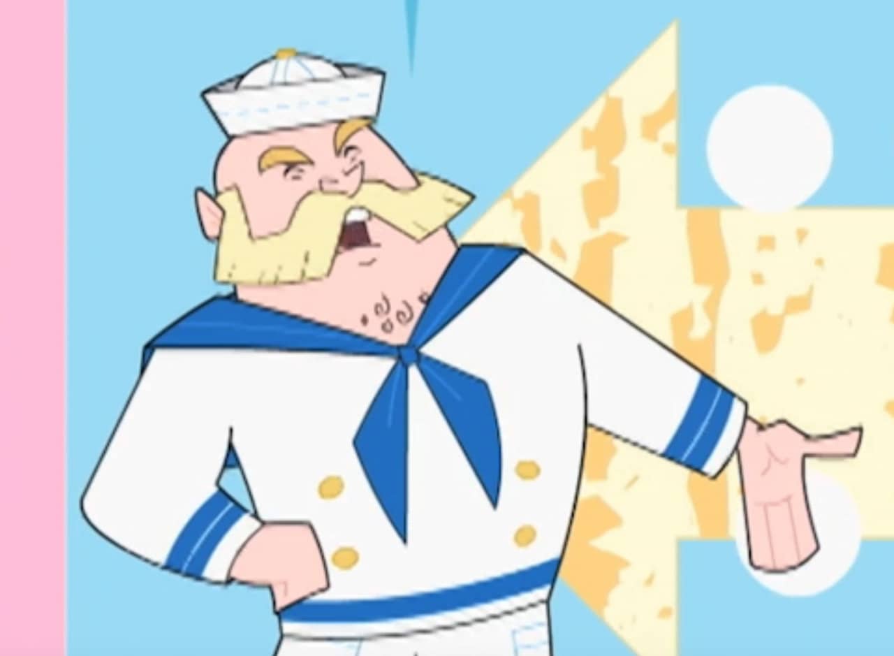 Captain Whackem, a burly sailor with mutton chops