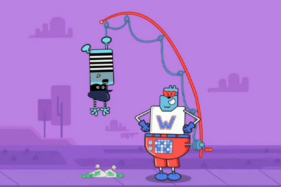 Captain Wonderpants catches a thief with a fishing pole