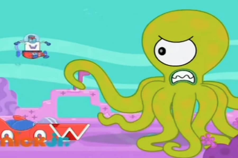 Captain Wonderpants facing down a giant octopus
