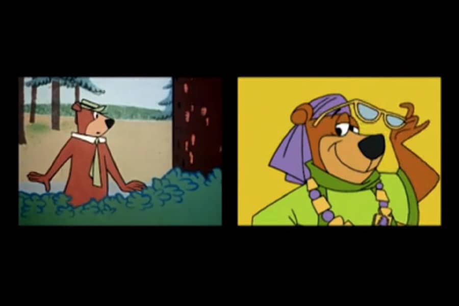 Yogi Bear before as you know him and after looking stylish