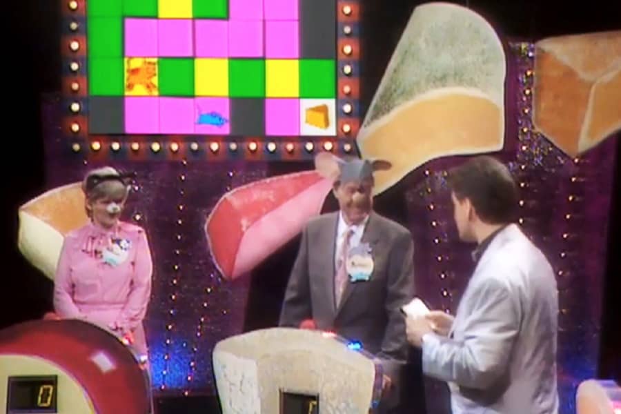 two contestants wearing cat and mouse ears