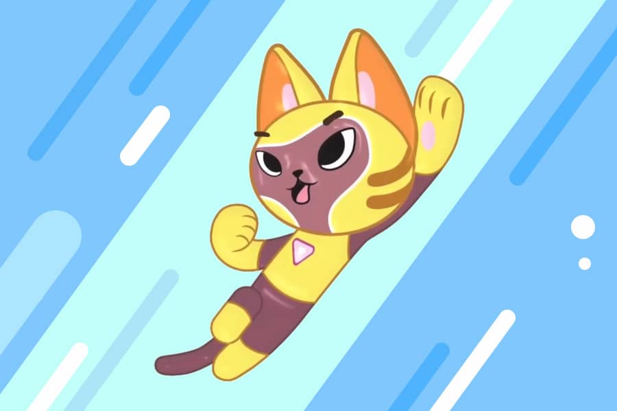 yellow cat punching up