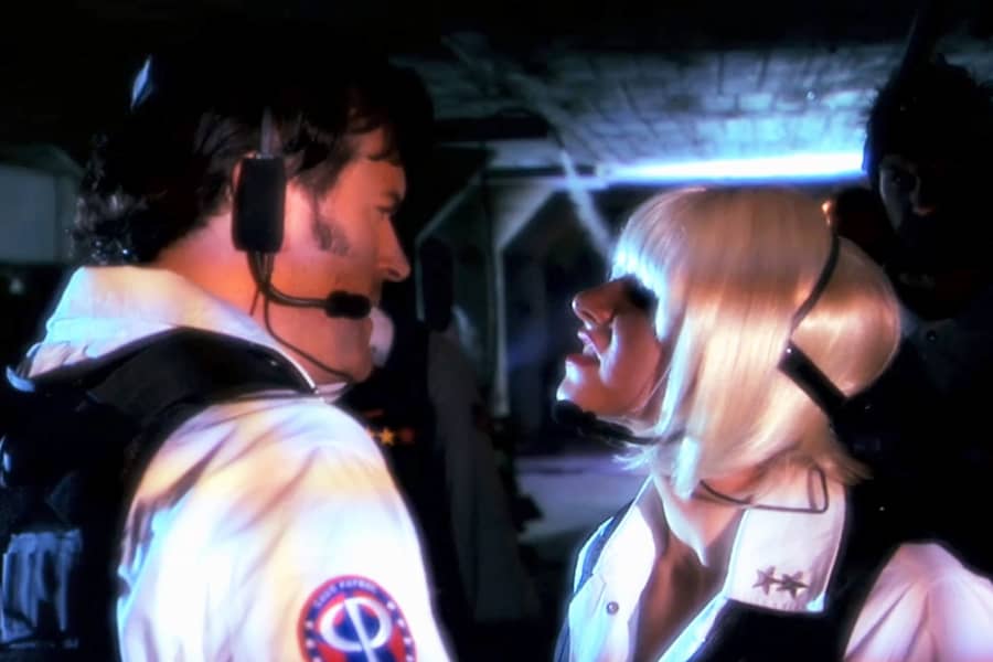 Lt. Jack talking with a blonde woman soldier