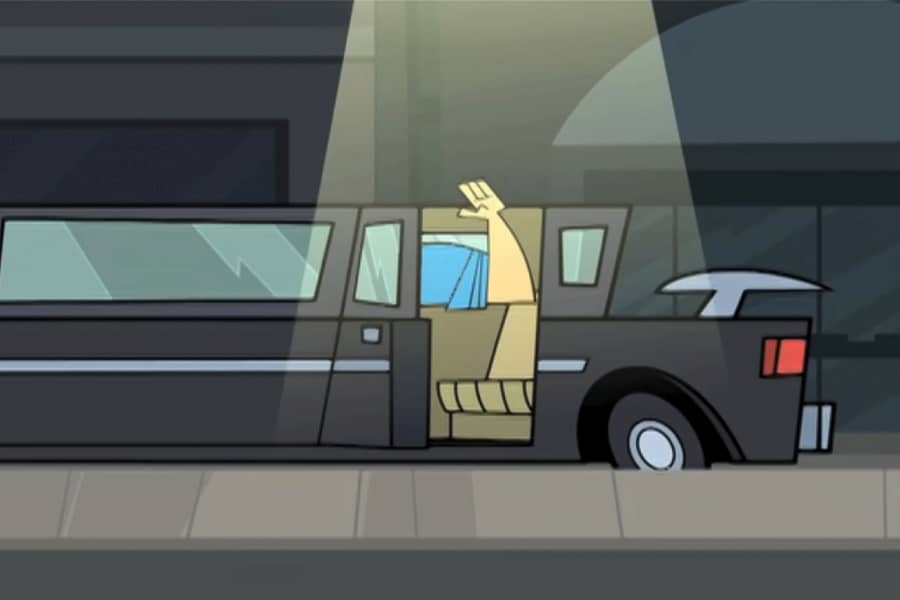 hand waving out a limo