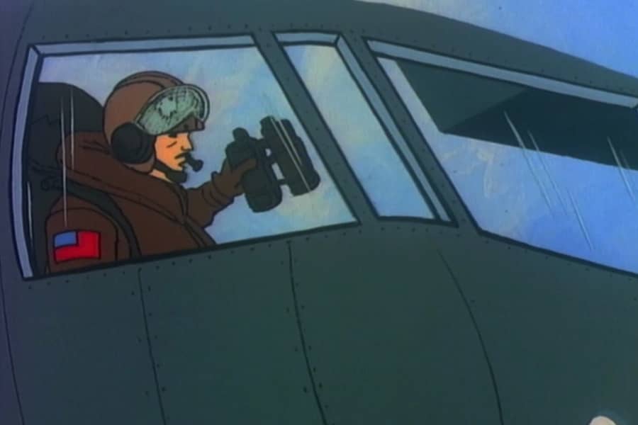 a pilot with a set of binoculars