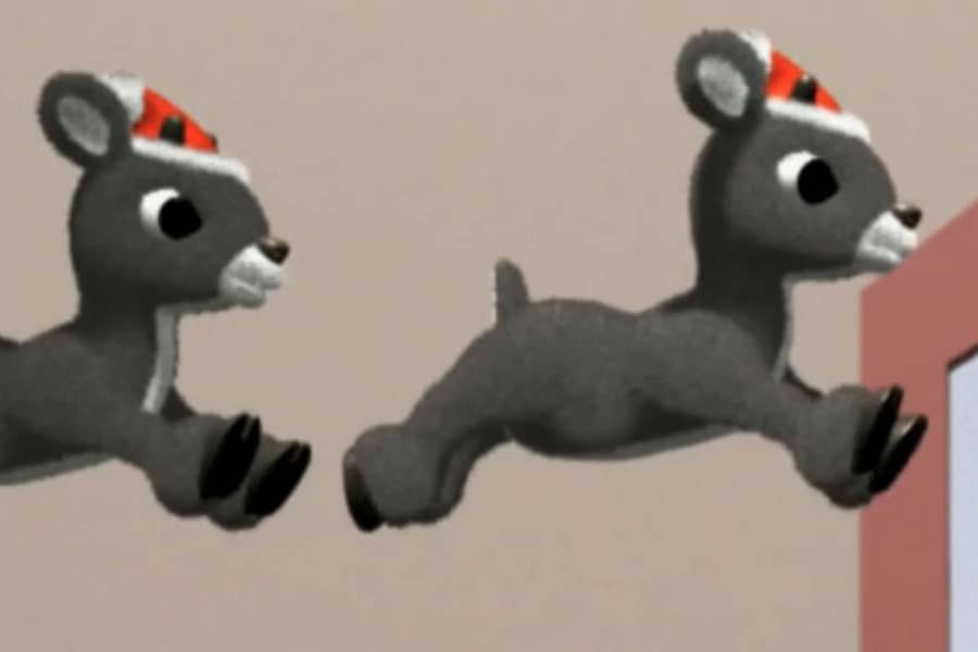 small reindeer flying in the air
