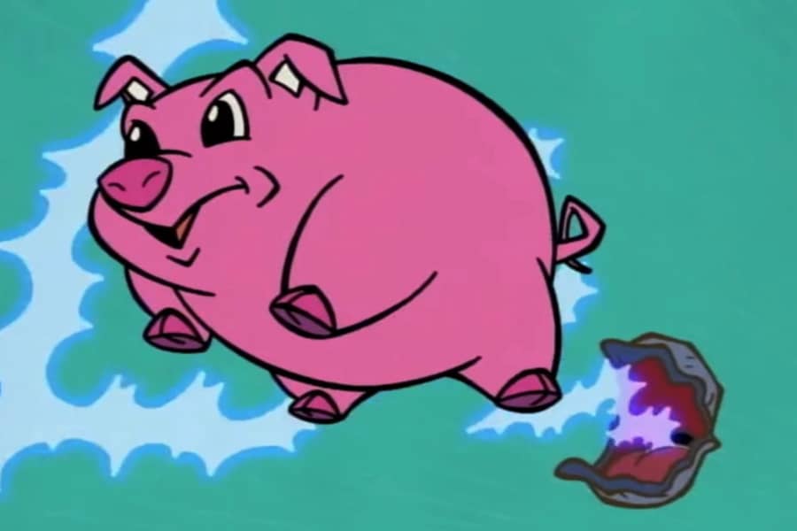 clam opening up to send out a pig