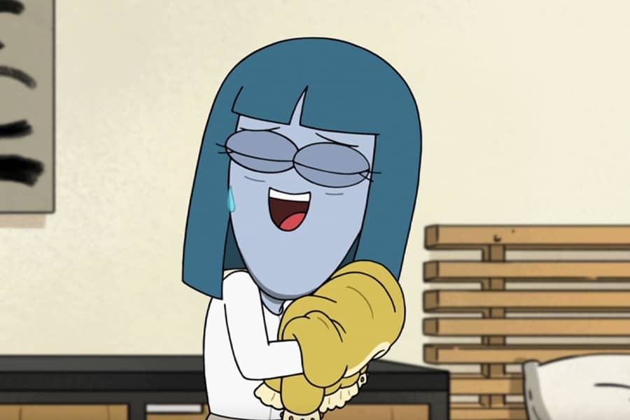 Serenity hugging a sweater and crying