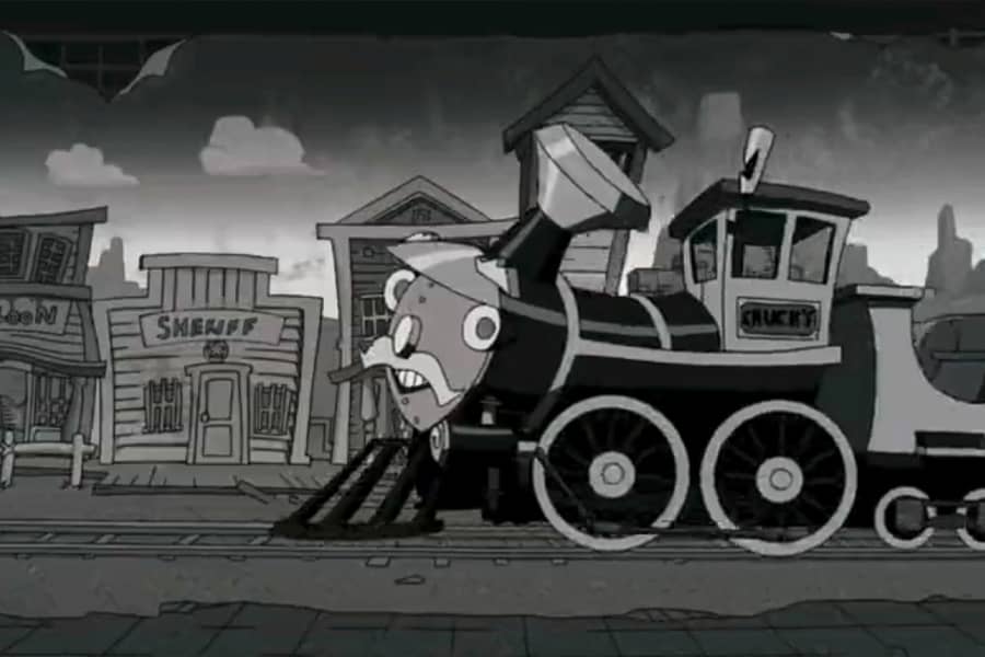 train entering town