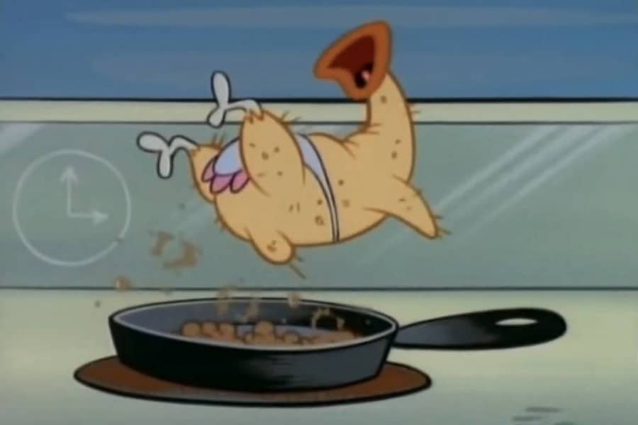 chicken chef jumping into the pan